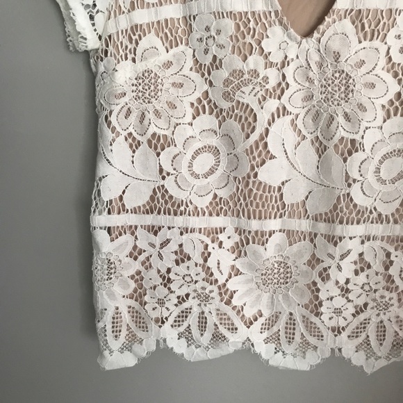 Express white lace crochet top keyhole neck - Picture 3 of 6